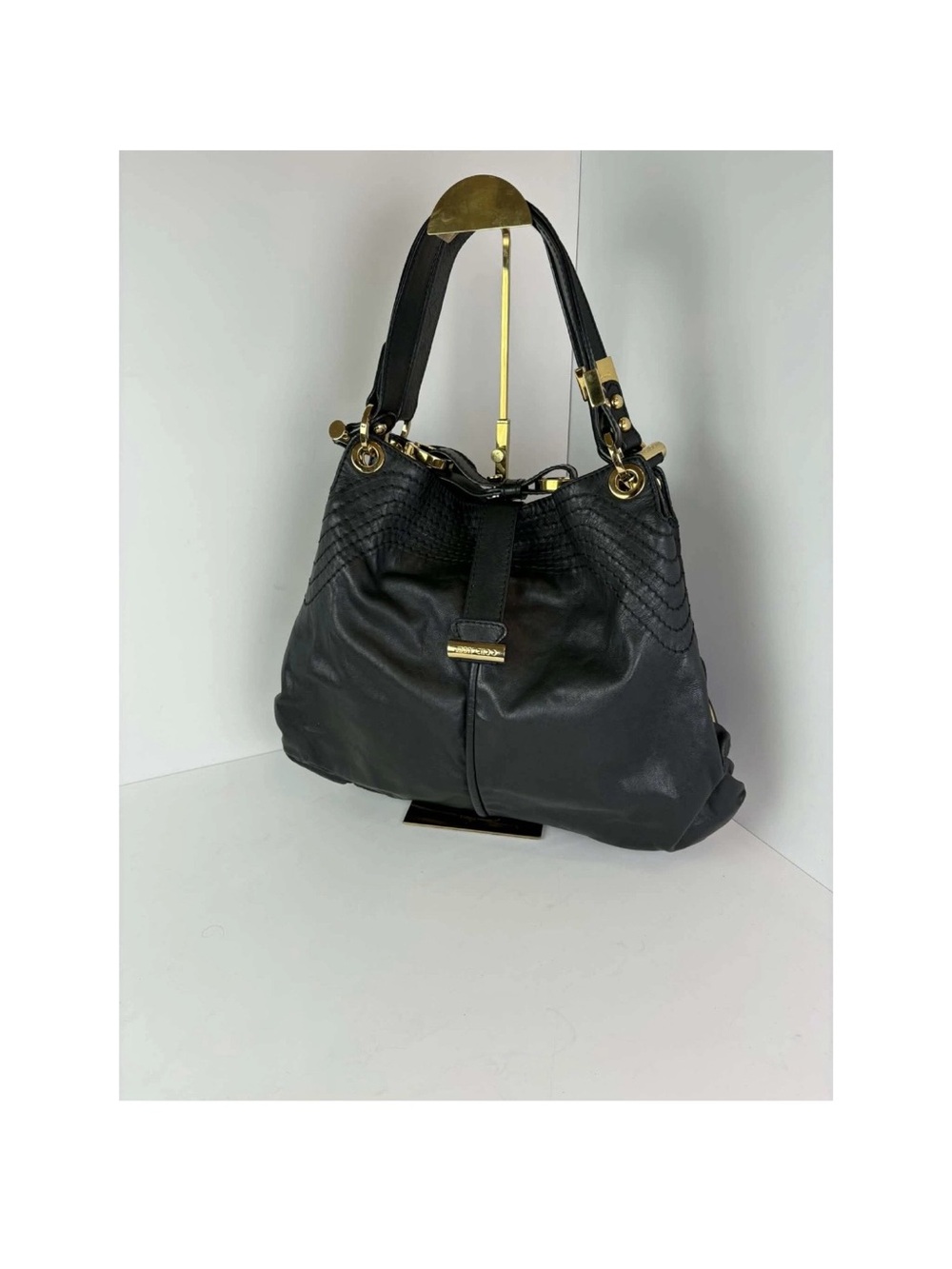 Jimmy choo Leather Shoulder Bag with Gold Hardware